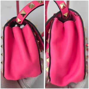 Auth Valentino Garavani Vitello Rockstud Flap Crossbody Bag image 9