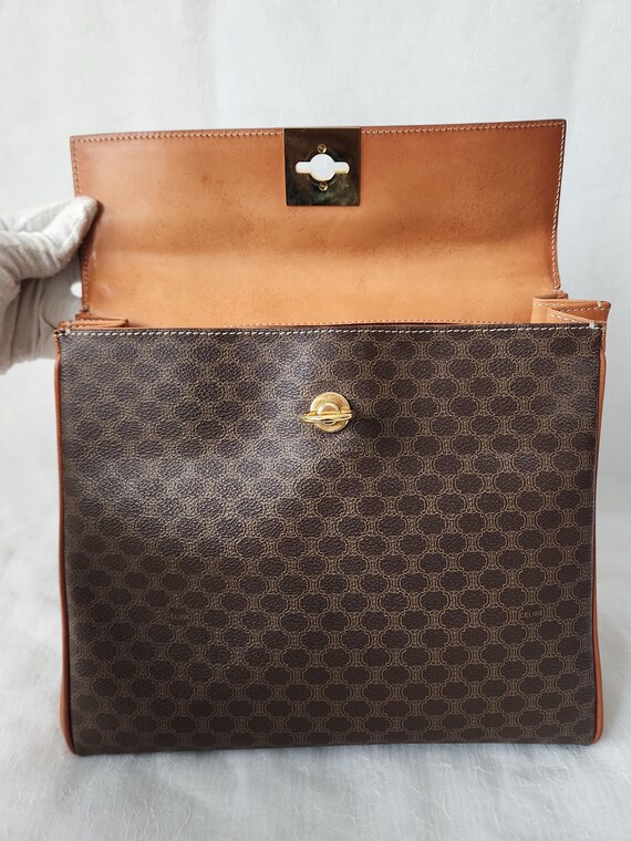 Auth CELINE Macadam Pattern Top Handle Bag - image 8