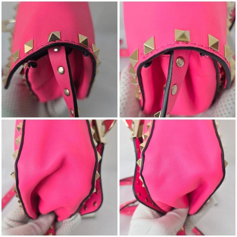 Auth Valentino Garavani Vitello Rockstud Flap Crossbody Bag image 10