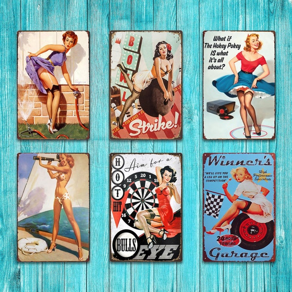 Retro Decorative Wall Hanging Tin Signs 8in*12in Metal Bar Wall Decoration Painting Art Home Room Decoration Wall Hanging Creative Tin Signs