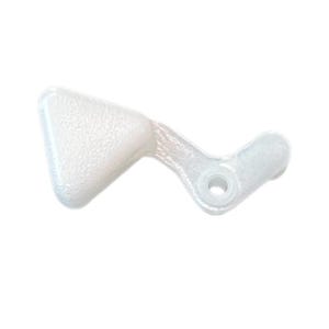 May include: White plastic lever with a triangular handle and a small hole in the center.