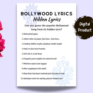 Bollywood Lyrics Game: Can You Guess the Popular Bollywood Song from its Hidden Lyric? | Instant Download | Indian Wedding | Bollywood Party