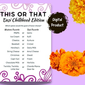 This or That Game: Desi Childhood Edition | Desi Bridal Game | South Asian Party Game | Digital Print