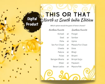 Desi This or That Game: North vs South India Edition - Sofort Download | Indische Brautparty | Desi Party Spiel