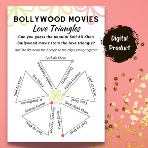 Saif Ali Khan Bollywood Movie Game: Love Triangles - Can you guess the popular Bollywood movie from the love triangle? | Instant Download