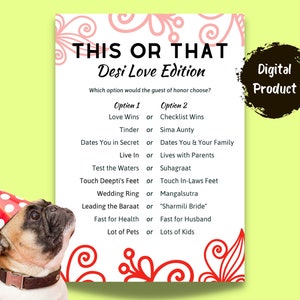 This or That Game: Desi Love Edition - Shaadi Game | Indian Bridal Shower | Desi Party | Instant Download