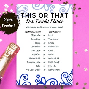 Desi This or That Game: Drinks Edition | Instant Download | Indian Wedding Game | Desi Bridal Shower | South Asian Party Game