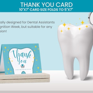 Tarjeta de agradecimiento editable / Plantilla personalizada / Agradecimiento al asistente dental / Regalo de oficina / Tarjeta de agradecimiento doblada / Regalo para el personal del dentista