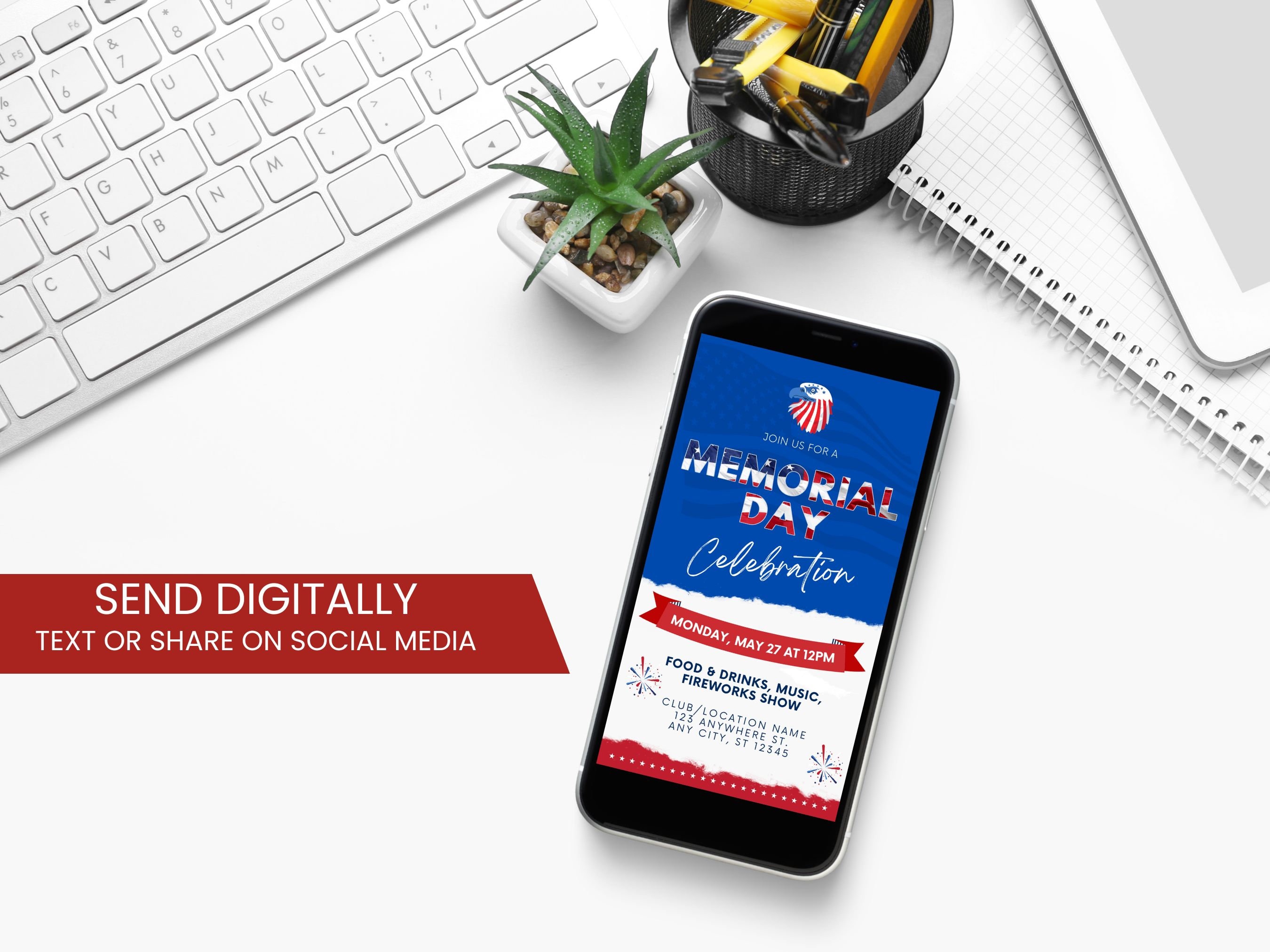 Memorial Day Flyer Template | Red, White, and Blue | Memorial Day Party ...