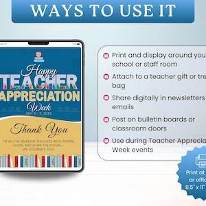 Teacher Appreciation Week Canva Template | Editable Thank You Flyer ...