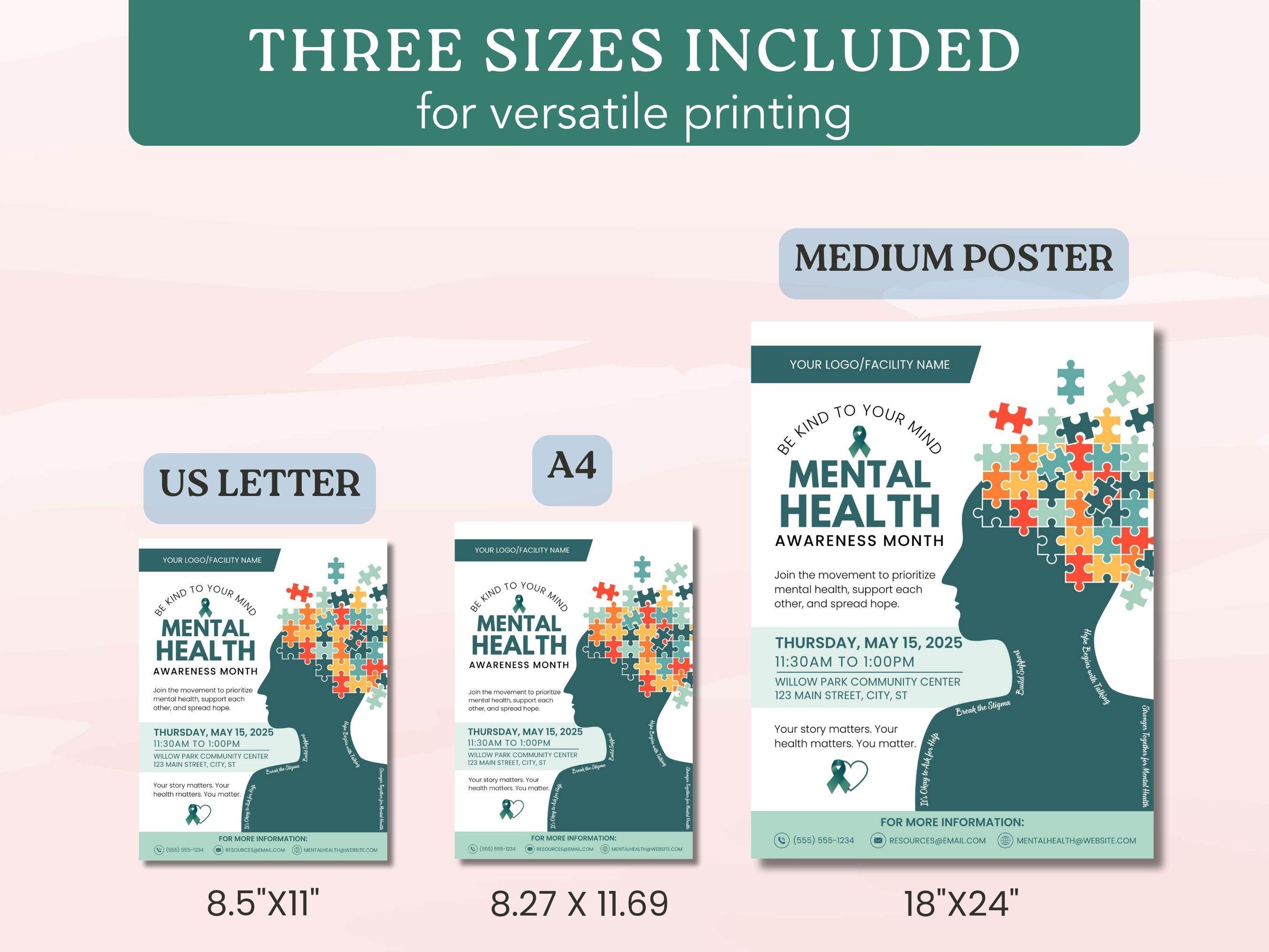Mental Health Awareness Month Poster | Printable Canva Template ...