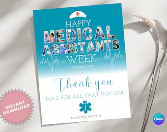 Editable Medical Assistants Recognition Week Flyer | Canva Template | Clinical Staff Appreciation | Hospital Office Sign | Instant Download