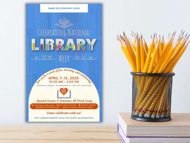Happy Library Week Flyer Template | Public Library Program Flyer ...