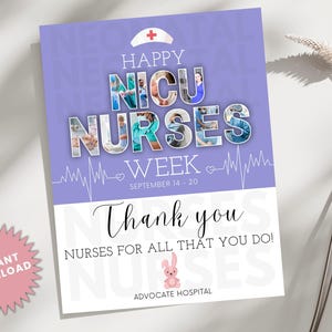 NICU Nurses Week Flyer | Happy Neonatal Nurses Week | Nurse Appreciation | Editable Nurses Sign | National Nurses Recognition Week
