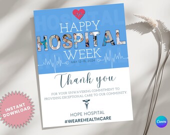 Happy Hospital Week Flyer | Editable Hospital Sign | Staff Appreciation Flyer | National Hospital Week Decor | Hospital Week Celebration