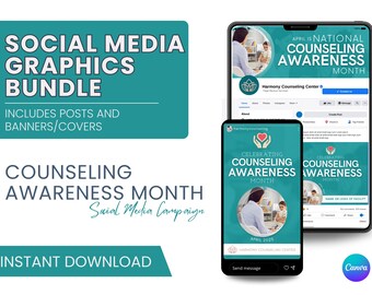 Counseling Awareness Month | Social Media Templates | Mental Health Awareness Event| Banners for Facebook, LinkedIn, and Twitter | Instagram