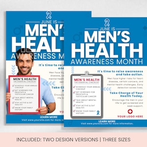 Sjabloon postercanva voor mannengezondheidsmaand | Draag blauw in juni | Flyer maand gezondheidsbewustzijn voor mannen | Prostaatbewustzijn | Wellness-checklist