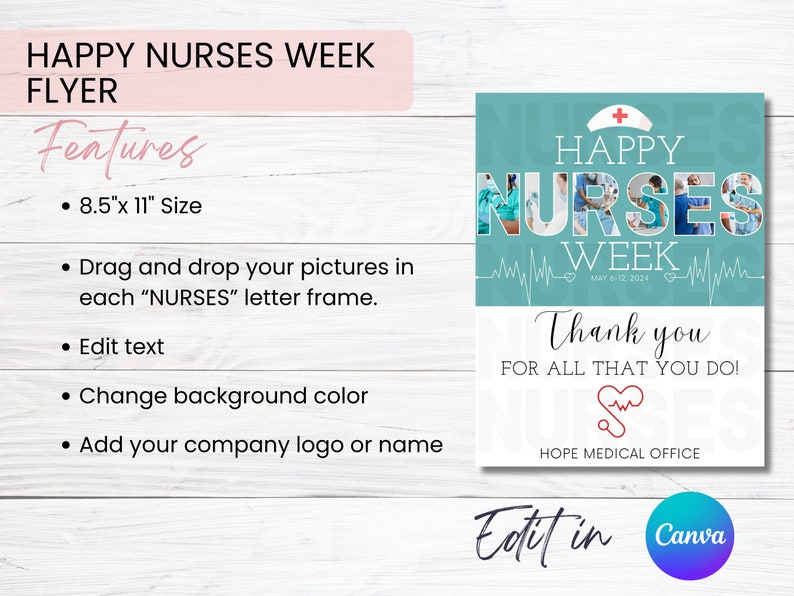 Nurses Week Flyer Happy Nurses Week Nurse Appreciation Editable Nurses Sign National