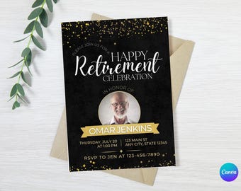 Retirement Party Invitation with Photo | Editable Canva | Printable & Digital | Retirement Celebration for Coworker, Boss, or Teacher