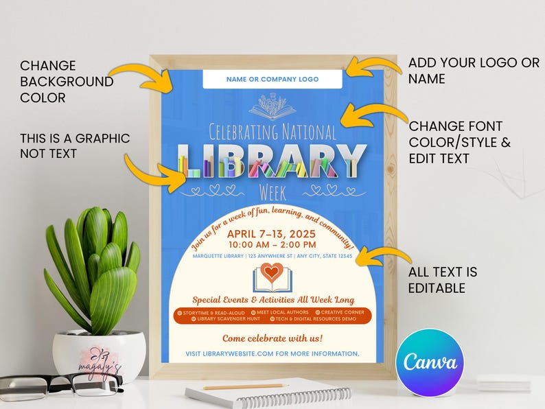 Happy Library Week Flyer Template | Public Library Program Flyer ...