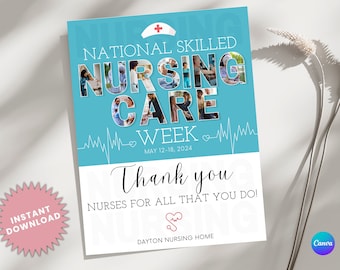 Skilled Nursing Home Week Flyer | Nursing Care Week | Nurse Appreciation | Editable Nurses Sign | National Skilled Nursing Care Week
