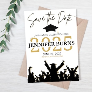 Graduierung Save the Date Einladung | Klasse von 2025 Download personalisiert | Graduierung Ankündigung | Grad Party einladen | Minimalistisches Design