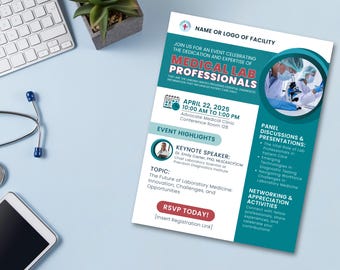 Medical Lab Professionals Week | Med Lab Event Flyer | Keynote Speaker| Healthcare Awareness | Clinical Laboratory Technician | Conference