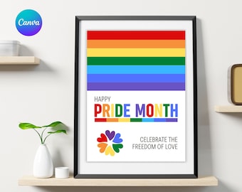 Pride Month Poster | Printable LGBTQ Month | Inclusive Poster | Pride Party Invitation | Editable Poster