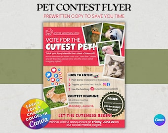 Pet Contest Flyer | Dog Poster | Animal Rescue, Shelters, Veterinary Clinic Events | Pet Social Media | Pet Appreciation Month Flyer | Canva
