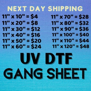 UV Dtf Gang Sheet,Customized UV DTF Stickers,Uv dtf Bulk Printing,Uv Dtf Transfers Wholesale,Decals, Stickers,Sticker Waterproof,Bulk dtf