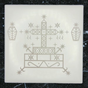 Baron Samedi Altar Decoration | Ceramic Tile | Witchy Gifts | Voodoo Veve | Occult Decor