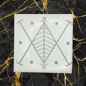 Azulejo de altar Ayizan Veve / Cerámica grabada con láser hecha a mano / Talismán espiritual vudú haitiano
