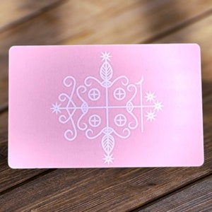Papa Legba Veve Engraved Metal Card: Voodoo Mystique, Portable Spiritual Symbol, Handcrafted Charm!