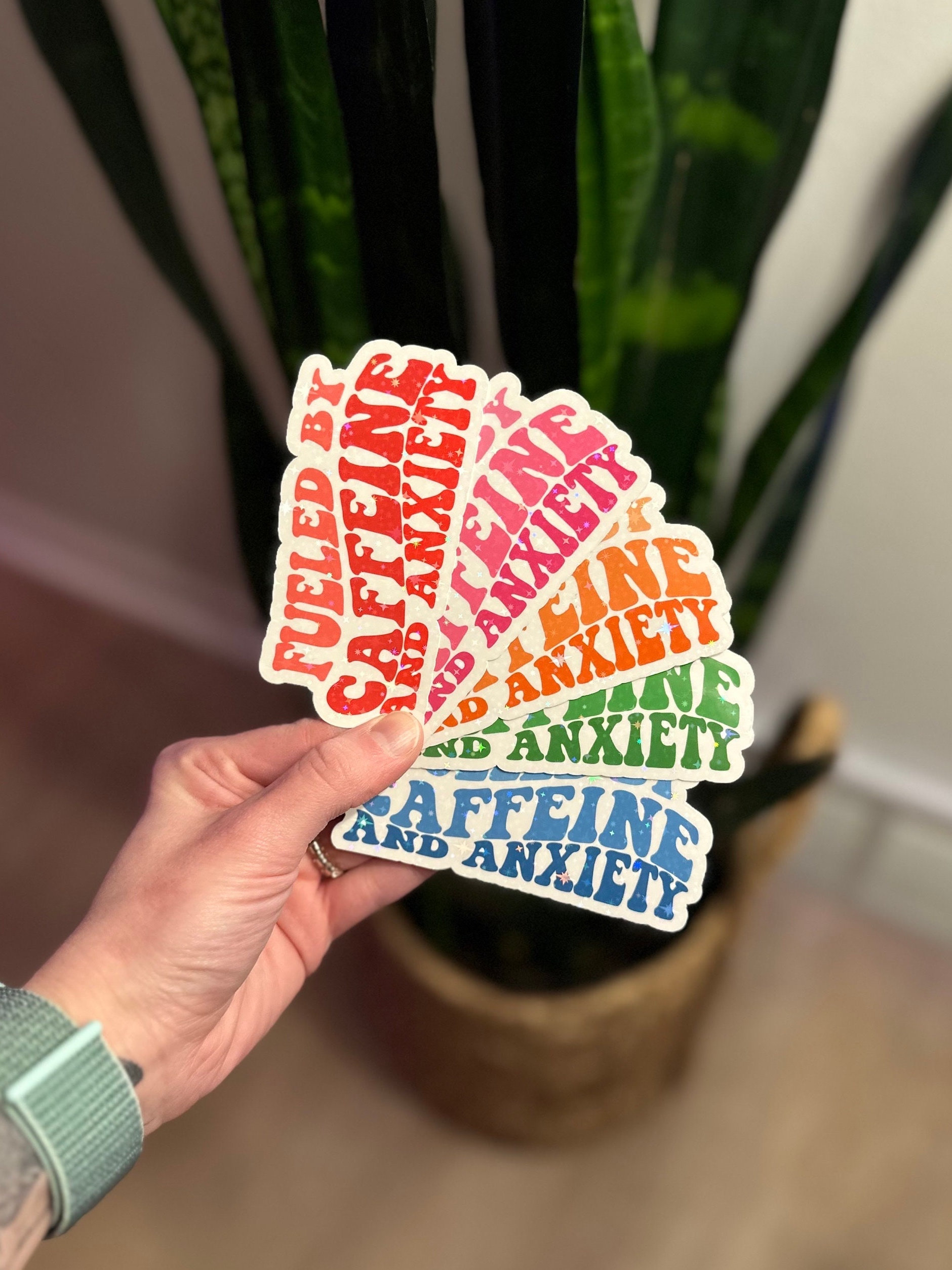 Caffeine and Anxiety Vinyl Sticker, Caffeine Stickers, Fueled by ...