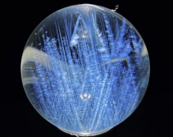 Beautiful 43mm Natural Blue Rutiles Crystal Shpere Ball, Clear Quartz Sphere from Brazil, Crystal Sphere, Blue Angel&#39;s Feathers