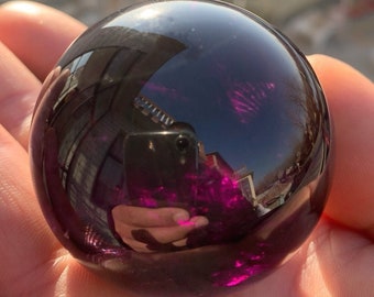 Premium 49.5mm Deep Purple Amethyst Sphere, Clear Transparent Amethyst Ball, Purple Crystal Sphere, Quartz Ball, Amethyst Orb Sphere, 167g