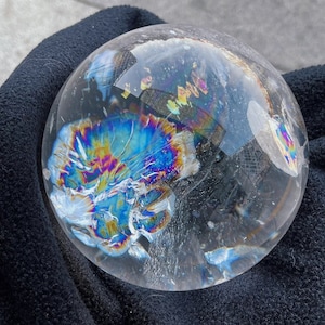 Beautiful 106mm Large Rainbw Clear Quartz Sphere, Water Clear Rainbow Crystal Sphere, Circle Rainbow Shape Orb, 1640g