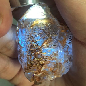 Hermoso cristal de cuarzo elestial, cuarzo de ventana de fluorescencia natural, piedra de cuarzo elestial, cuarzo esquelético, 42,9 g