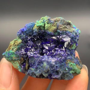 Natural Azurite Malachite Combination, Azurite Geode Crystal Mineral Specimen, Azurite Malachite Stone from Anhui, China