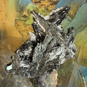Beautiful Dark Blue Raw Stibnite Crystals from Hunan Province, China, Raw Minerals Large Stibnite Blade