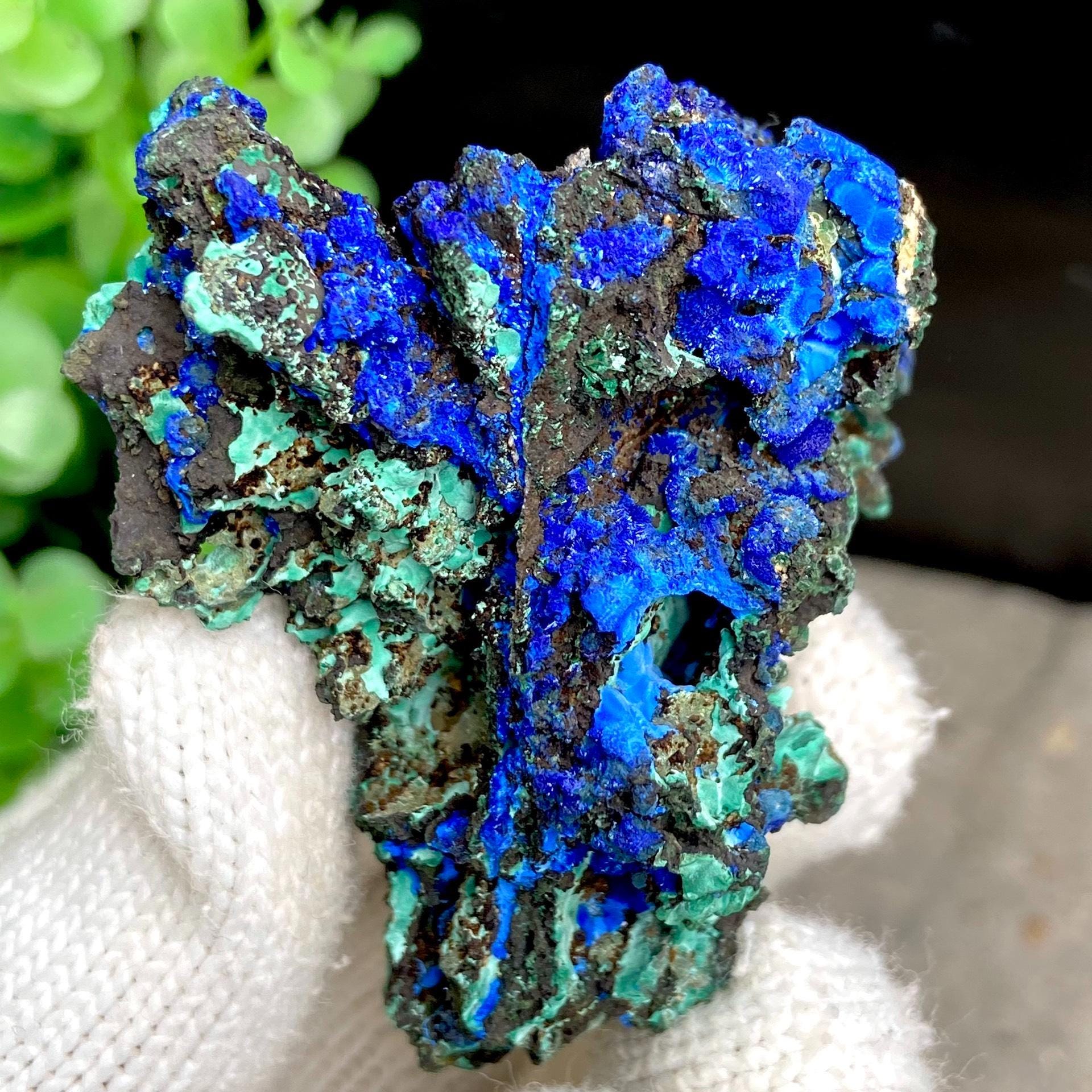 Natural Azurite Malachite Combination, Azurite Geode Crystal Mineral Specimen, Azurite Malachite Stone from Anhui, China, 49g