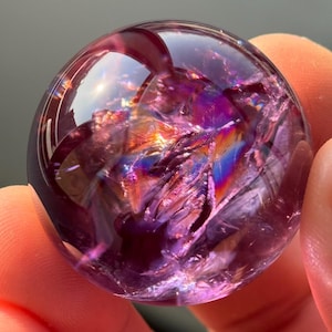 Beautiful 38.5mm Purple Amethyst Sphere, Transparent Amethyst Ball, Purple Crystal Sphere, Quartz Ball, Amethyst Orb Sphere, 79.5g