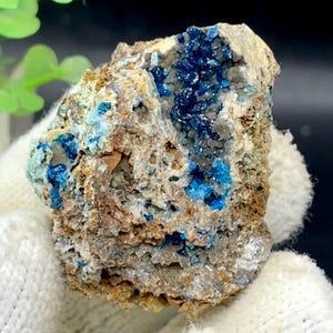 Beautiful Blue Veszelyite Cluster Mineral Specimen, Veszelyite Specimen from Yunnan, China, Bright Blue Raw Mineral Collection, 47g