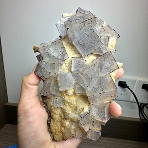 Beautiful Purple Fluorite Cube Cluster, Zoned Color, Rare Crystal Specimen for Decor from Guizhou, China, Fluorite Crystal Specimens