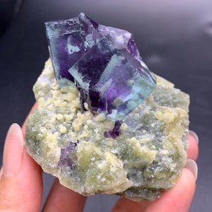 Beautiful Phantom Fluorite Crystal from Yindu Mine, Inner Mongolia, Fluorite with Mica Mineral Specimen, Chinese Mineral