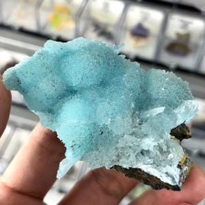 Beautiful Blue Aragonite Raw Stone, Natural Crystal from Yunnan, China, Mineral Specimen, Rough Aragonite, Rock Collector Gift