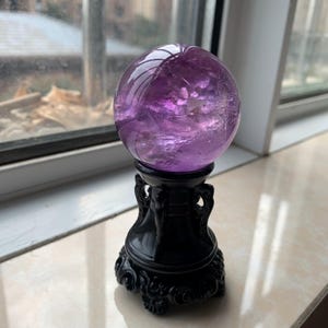 Beautiful 47mm Violet Purple Amethyst Sphere, Purple Amethyst Ball, Purple Crystal Sphere, Quartz Ball, Amethyst Orb Sphere, 140g
