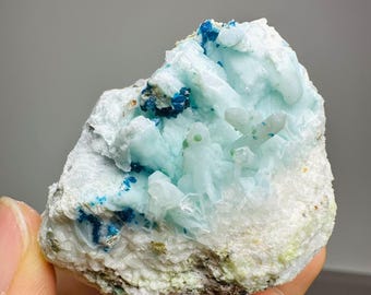 9 インチ ブルー アラゴナイト、台座付き 老君潭村、恵東社、涼山 Yi