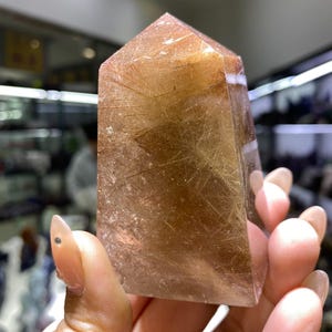 Beautiful Rutilated Quartz Tower, Rutile Crystal Tower Crystal Wand, Healing Crystals and Stones, Rutilated Obelisk, 210g