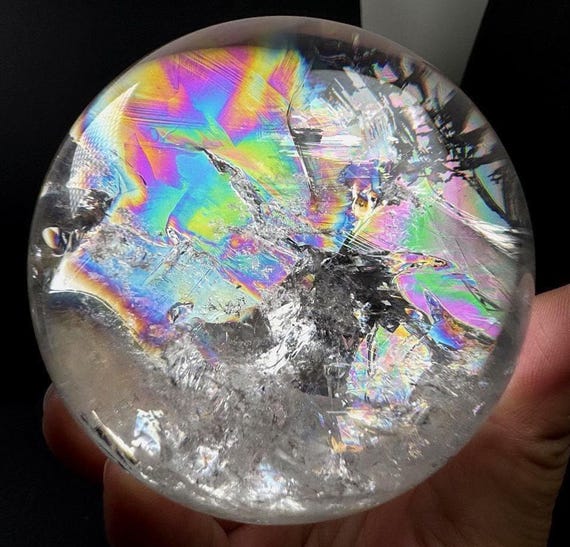 Beautiful 75mm Rainbow Clear Crystal Sphere, Rainbow Clear Crystal